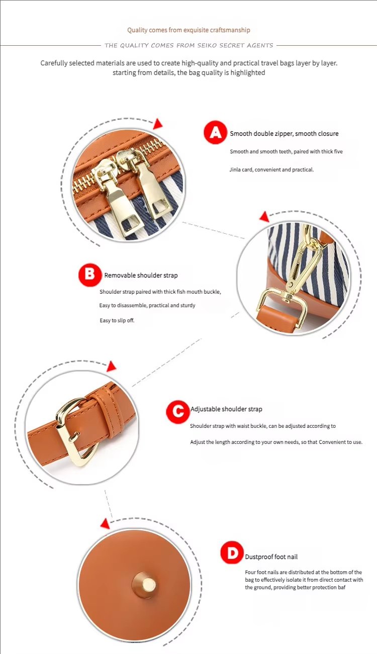 Waterproof Canvas Weekend Travel Striped Duffel Bag product detail