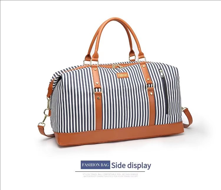 Waterproof Canvas Weekend Travel Striped Duffel Bag product detail