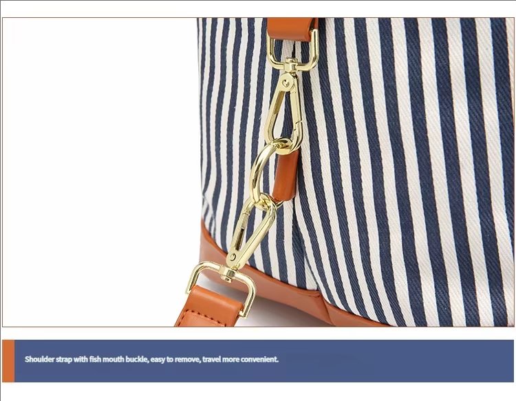 Waterproof Canvas Weekend Travel Striped Duffel Bag product detail