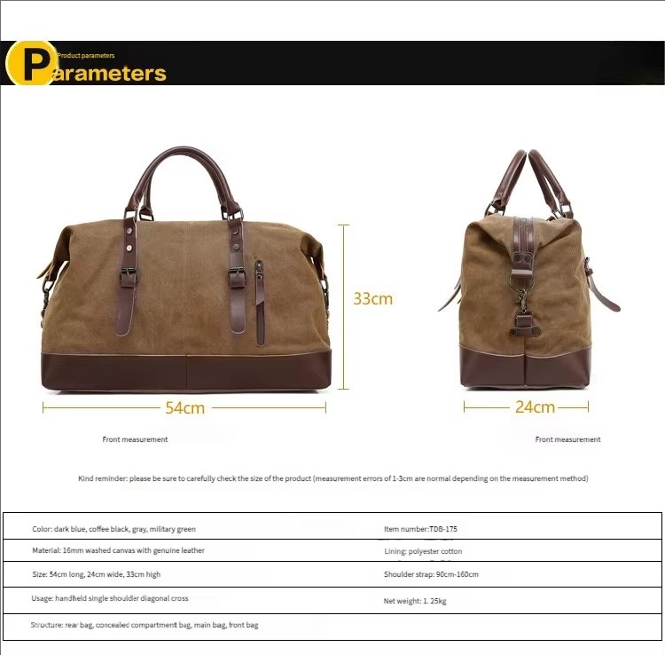 Waterproof Canvas Weekend Travel Carry-On Duffel Bag product detail