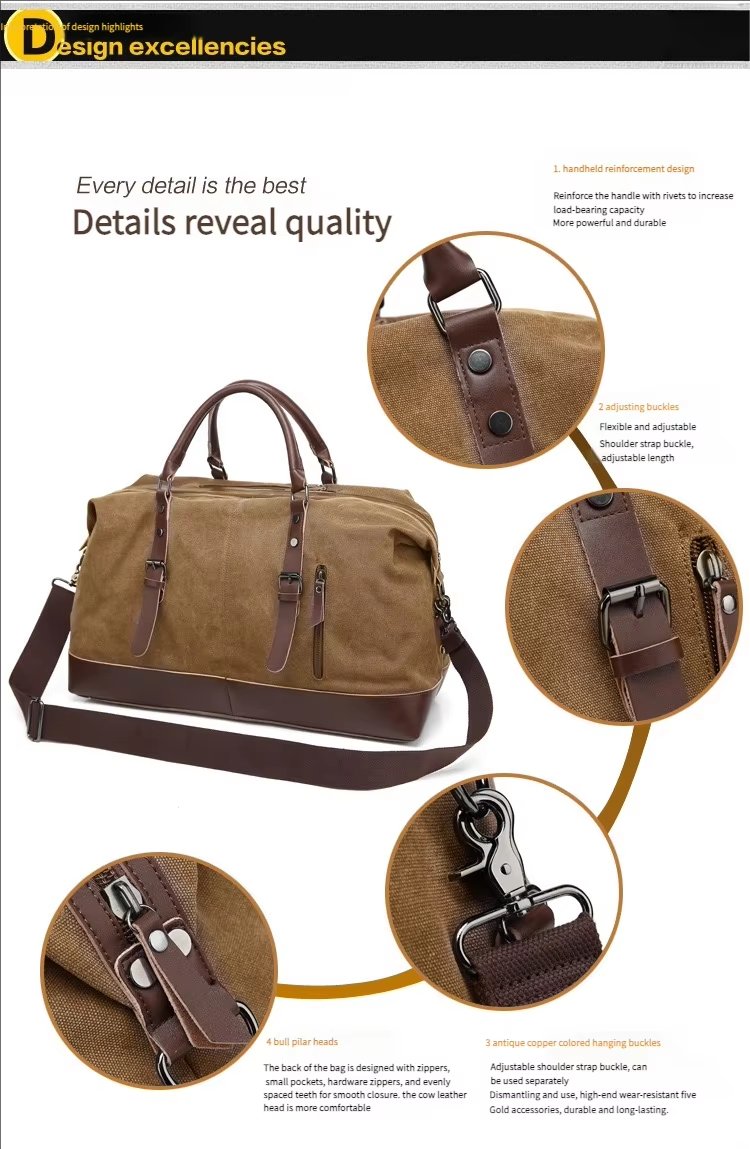 Waterproof Canvas Weekend Travel Carry-On Duffel Bag product detail