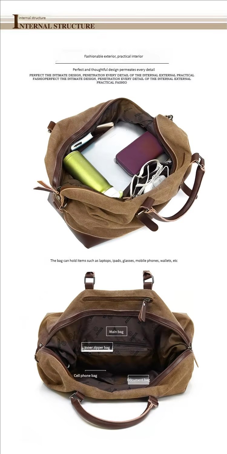 Waterproof Canvas Weekend Travel Carry-On Duffel Bag product detail