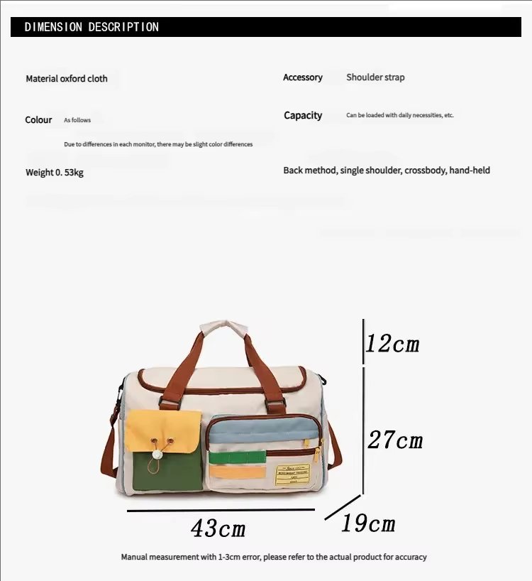 Waterproof Oxford Weekend Travel Yoga Duffel Bag product detail