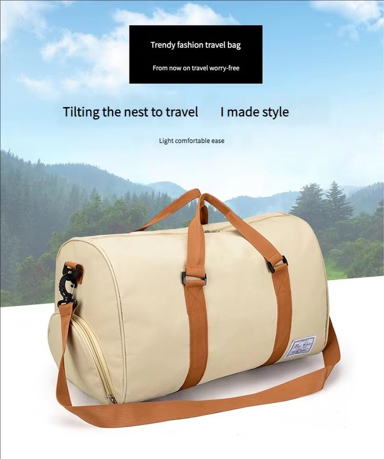 Waterproof Canvas Yoga Training Fitness Gym Bag with Shoes Compartment Lightweight Weekender Travel Duffel Bags detail image