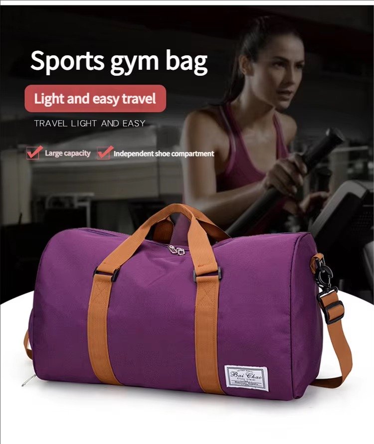 Waterproof Canvas Yoga Training Fitness Gym Bag with Shoes Compartment Lightweight Weekender Travel Duffel Bags detail image