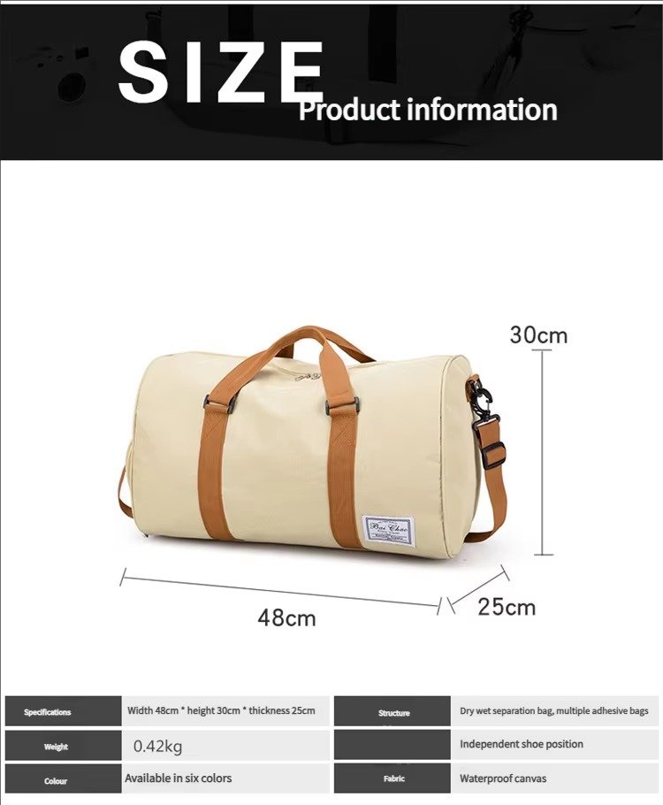 Waterproof Canvas Yoga Training Fitness Gym Bag with Shoes Compartment Lightweight Weekender Travel Duffel Bags detail image