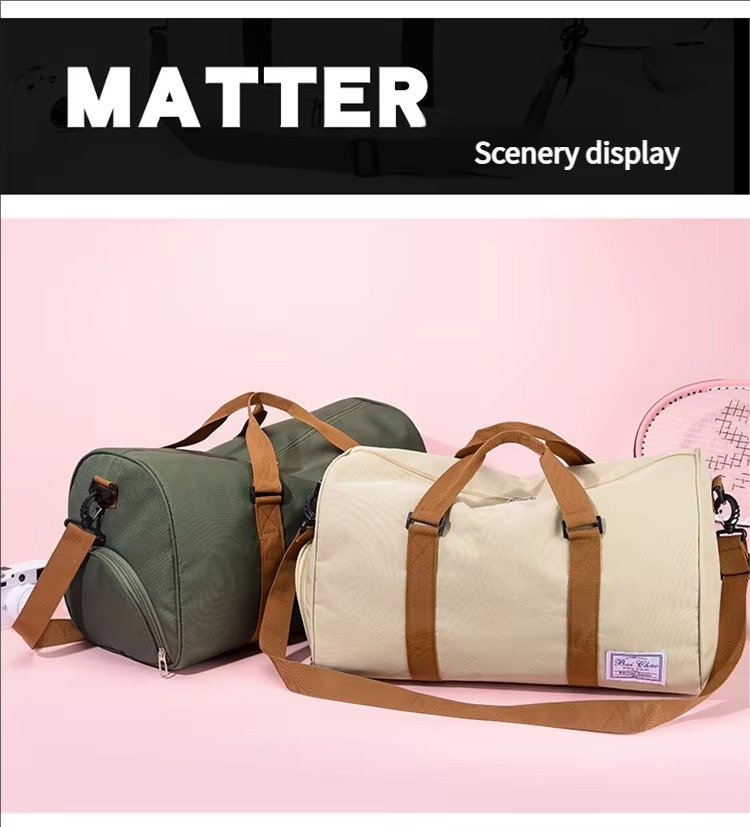 Waterproof Canvas Yoga Training Fitness Gym Bag with Shoes Compartment Lightweight Weekender Travel Duffel Bags detail image
