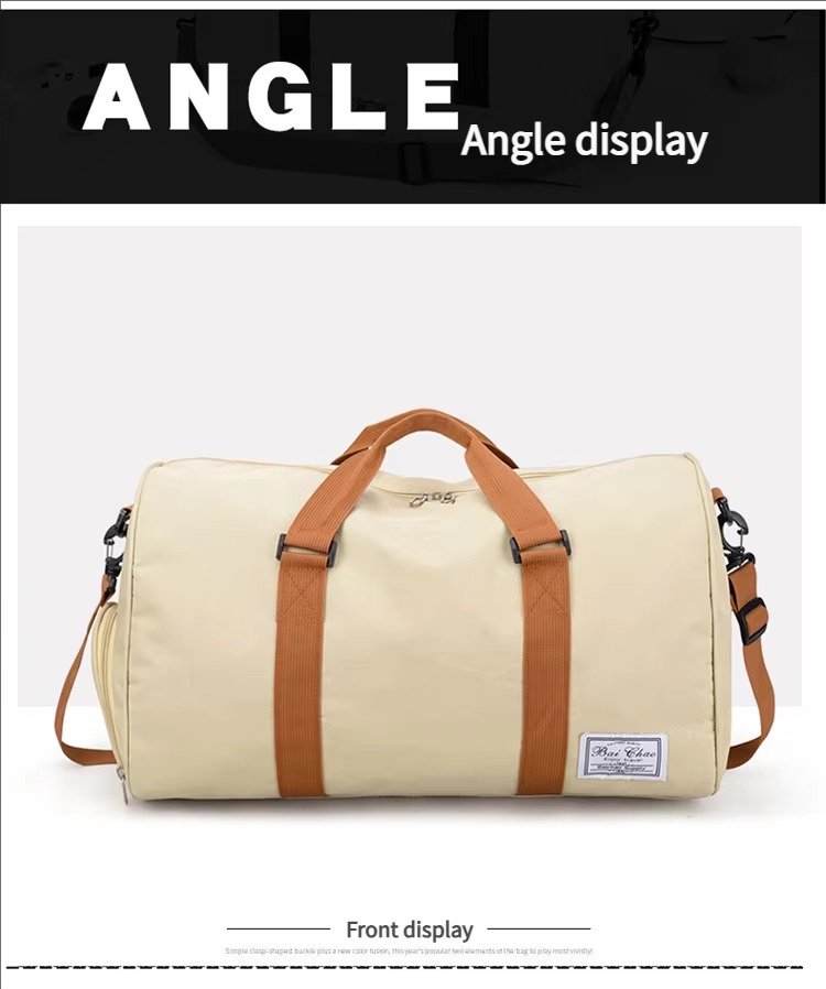 Waterproof Canvas Yoga Training Fitness Gym Bag with Shoes Compartment Lightweight Weekender Travel Duffel Bags detail image