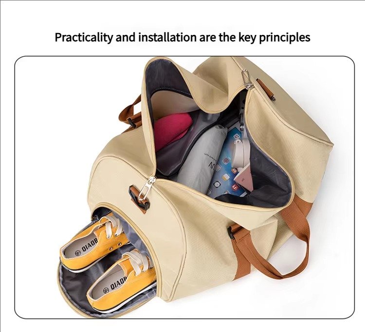 Waterproof Canvas Yoga Training Fitness Gym Bag with Shoes Compartment Lightweight Weekender Travel Duffel Bags detail image