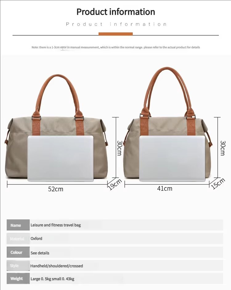 Waterproof Travel Duffel Bag Outdoor Sports Tote Gym Shoulder Yoga Handbags Portable Luggage Storage - product detail