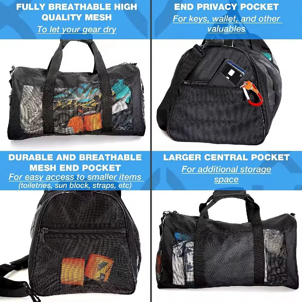 Large Capacity Tote Travel Gym Duffel Bag Lightweight Field Hockey Bag Mesh Breathable Boxing Sports Fitness Bag detail image