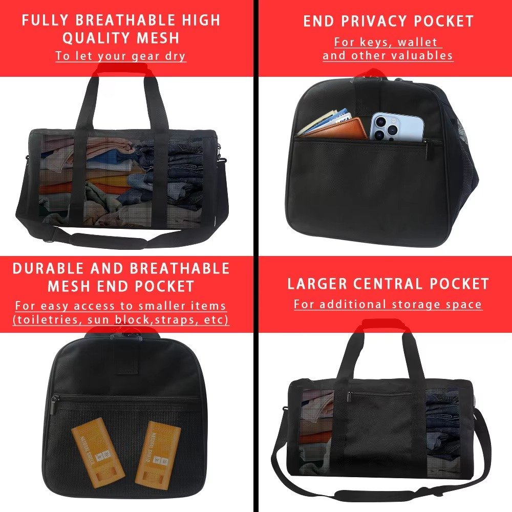 Large Capacity Tote Travel Gym Duffel Bag Lightweight Field Hockey Bag Mesh Breathable Boxing Sports Fitness Bag detail image