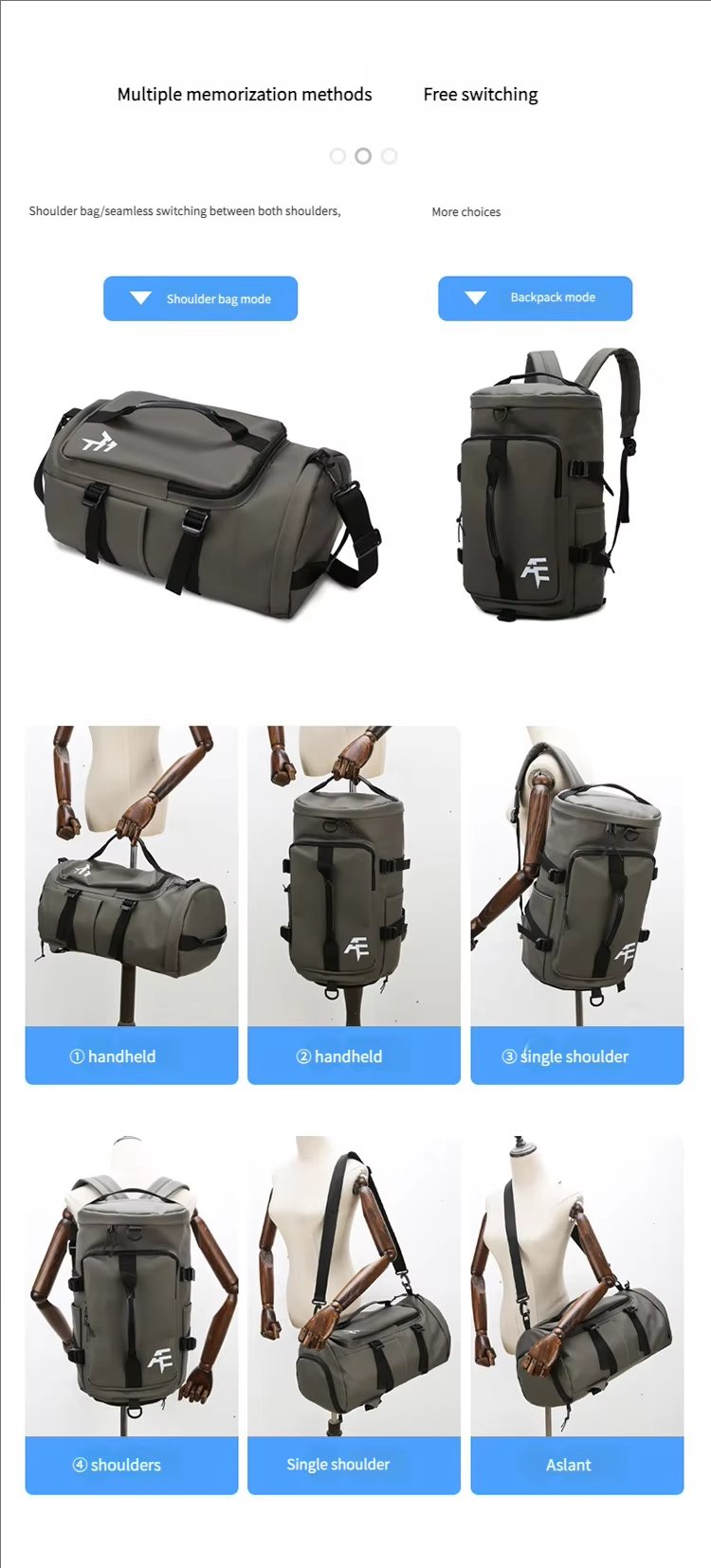 Waterproof Large Capacity Multi-function Gym Sports Travel Outdoor Hiking Duffel Backpack - product detail