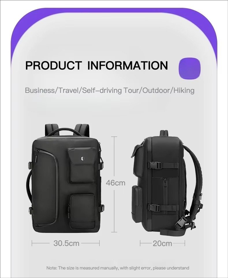 Premium Large Capacity Vacuum Compression Expandable Laptop Backpack with Dry Wet Separation For Business Travel School detail image
