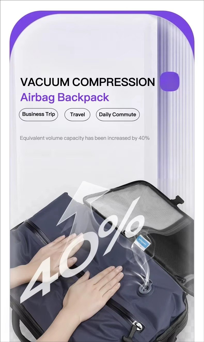 Premium Large Capacity Vacuum Compression Expandable Laptop Backpack with Dry Wet Separation For Business Travel School detail image