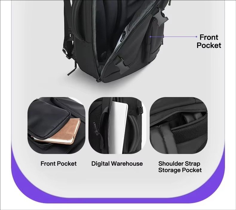Premium Large Capacity Vacuum Compression Expandable Laptop Backpack with Dry Wet Separation For Business Travel School detail image