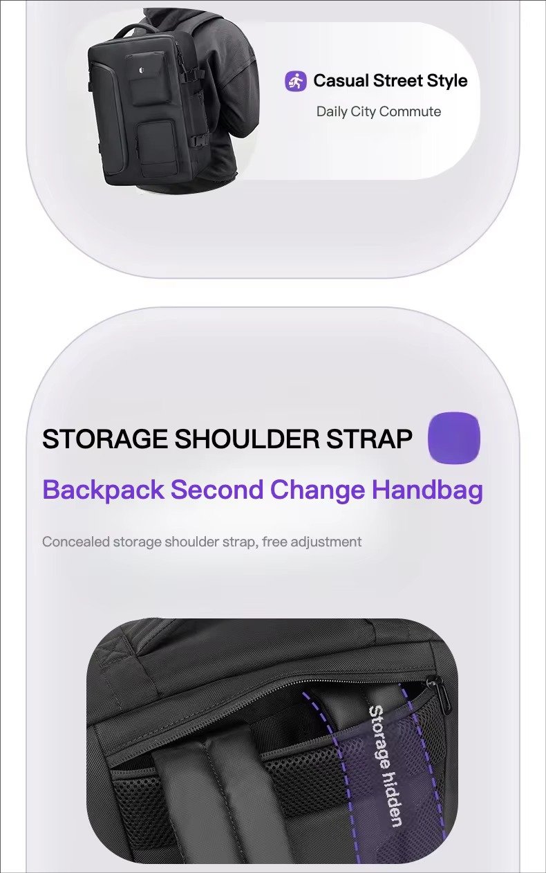Premium Large Capacity Vacuum Compression Expandable Laptop Backpack with Dry Wet Separation For Business Travel School detail image