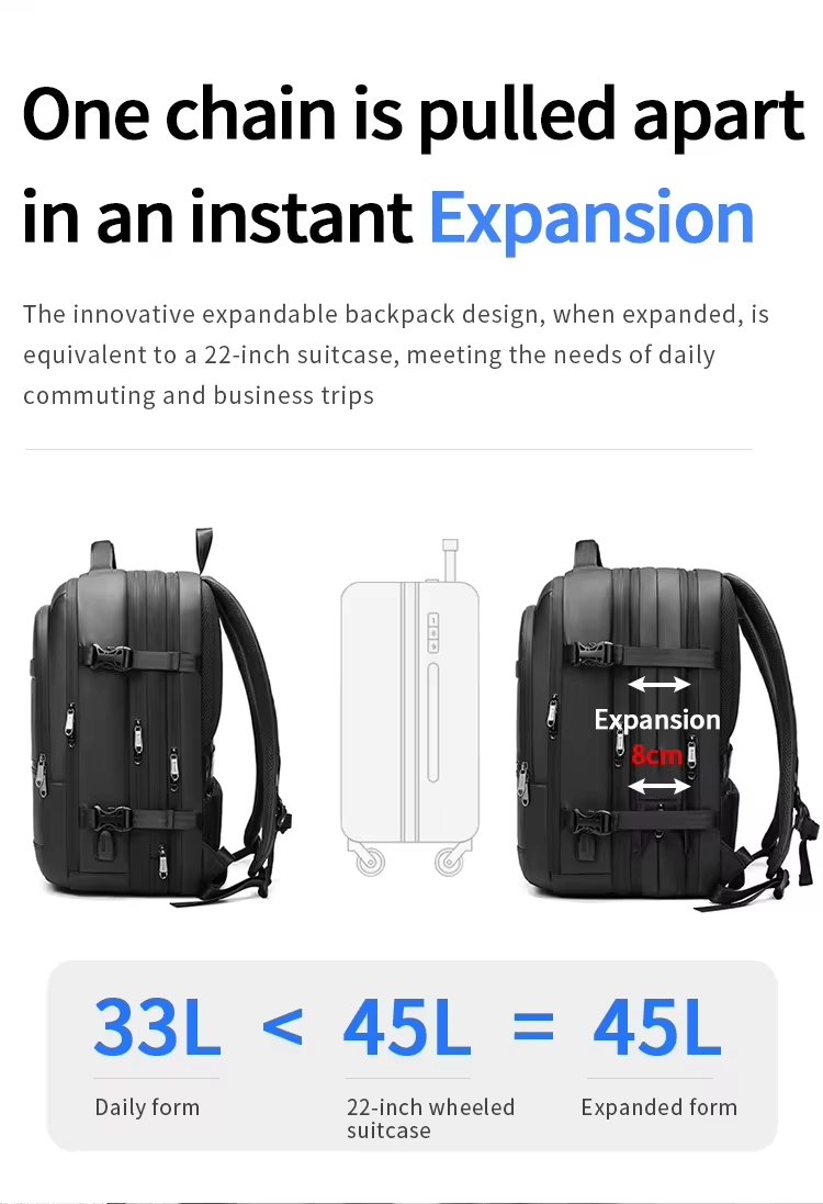 Anti-Theft Water-Resistant Large Capacity Expandable USB Oxford Vacuum Backpack product detail