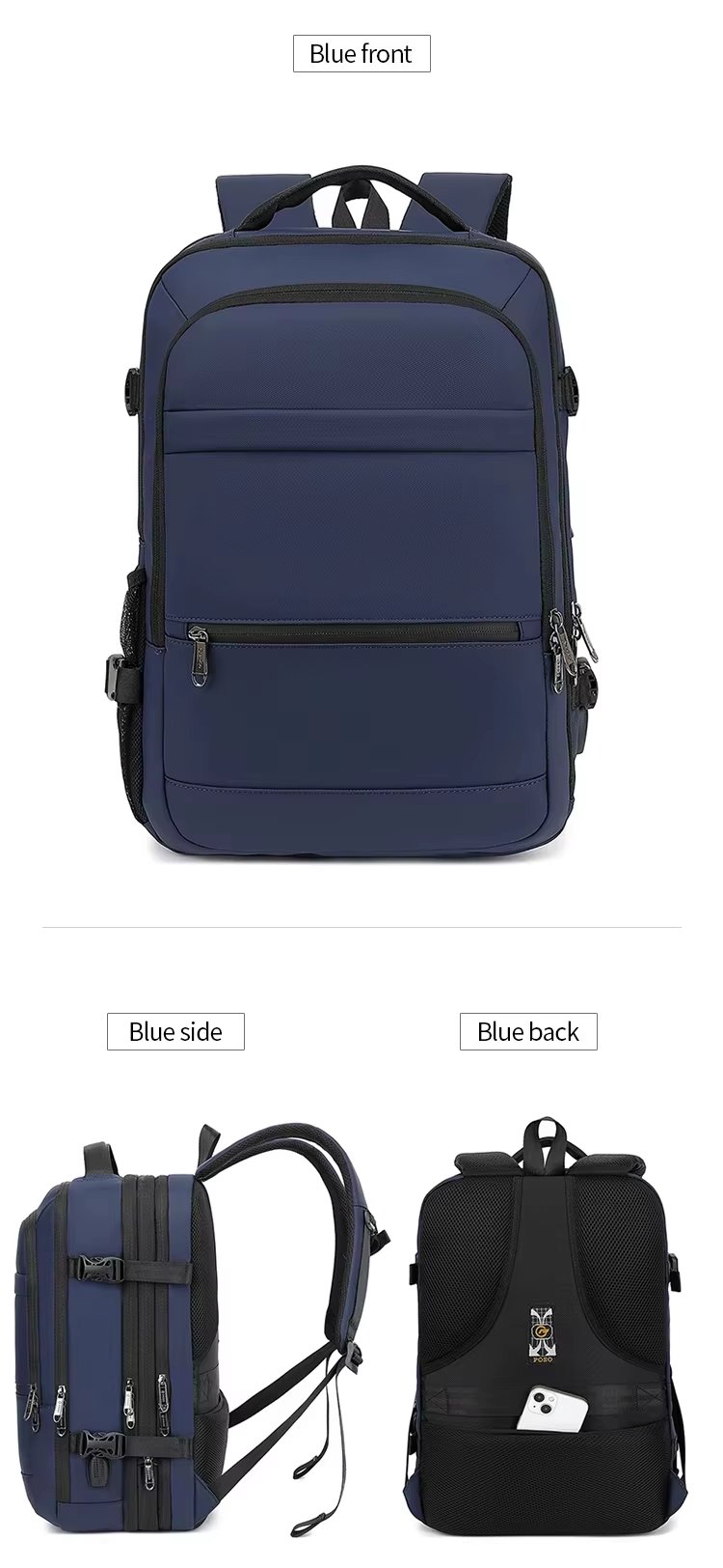 Anti-Theft Water-Resistant Large Capacity Expandable USB Oxford Vacuum Backpack product detail