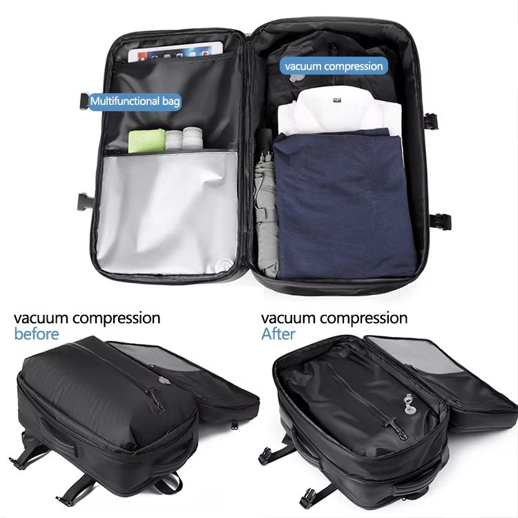 Water-Resistant Large Capacity Expandable Business Travel PU Leather Vacuum Backpack product detail