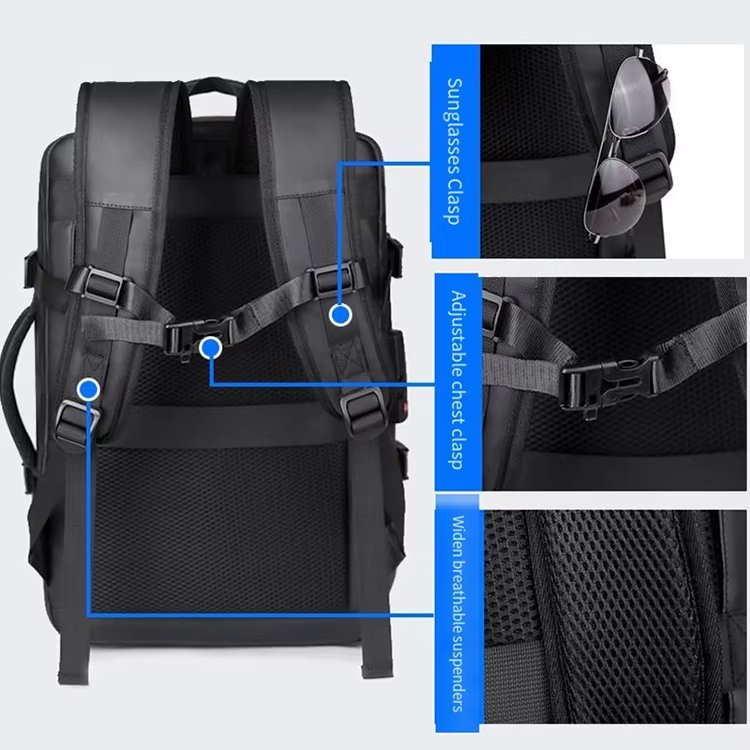Water-Resistant Large Capacity Expandable Business Travel PU Leather Vacuum Backpack product detail