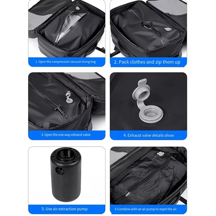 Water-Resistant Large Capacity Expandable Business Travel PU Leather Vacuum Backpack product detail