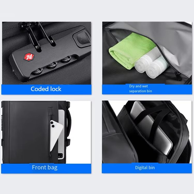 Water-Resistant Large Capacity Expandable Business Travel PU Leather Vacuum Backpack product detail