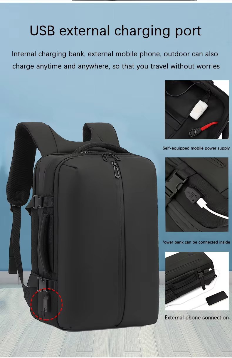 Anti-Theft Large Capacity Expandable USB Business Nylon Vacuum Backpack product detail