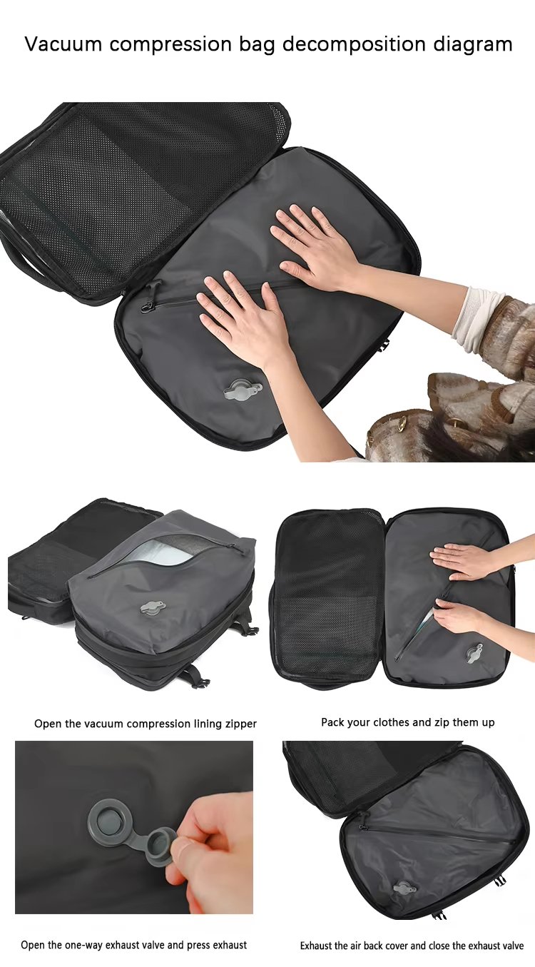 Anti-Theft Large Capacity Expandable USB Business Nylon Vacuum Backpack product detail