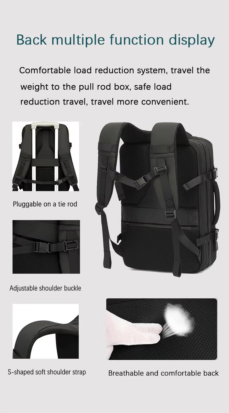 Anti-Theft Large Capacity Expandable USB Business Nylon Vacuum Backpack product detail