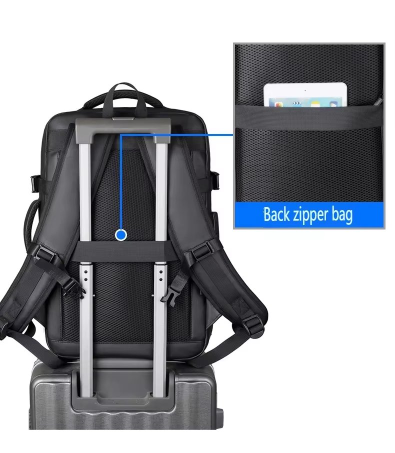 Anti-Theft Large Capacity Expandable Business PU Leather Vacuum Backpack product detail