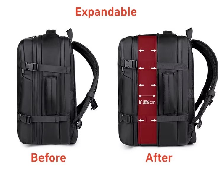 Anti-Theft Large Capacity Expandable Business PU Leather Vacuum Backpack product detail
