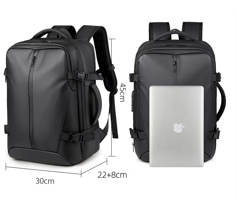 Anti-Theft Large Capacity Expandable Business PU Leather Vacuum Backpack product detail