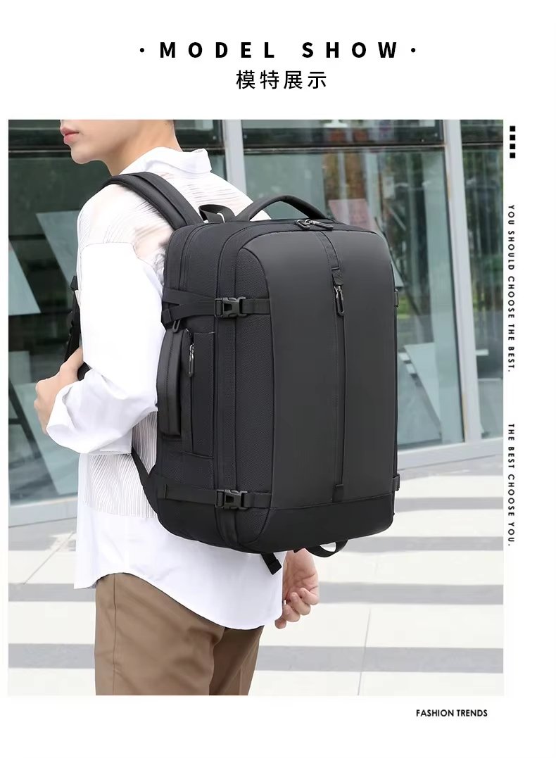 Anti-Theft Large Capacity Expandable Business PU Leather Vacuum Backpack product detail