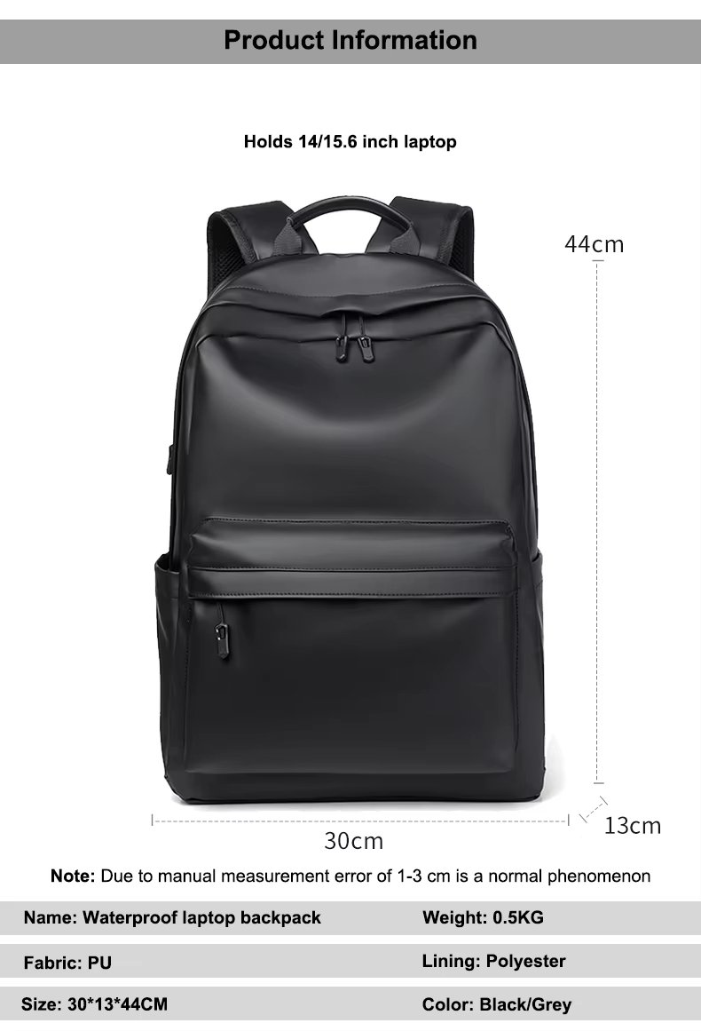 Anti-Theft Water-Resistant USB Outdoor Business Leather Laptop Backpack product detail