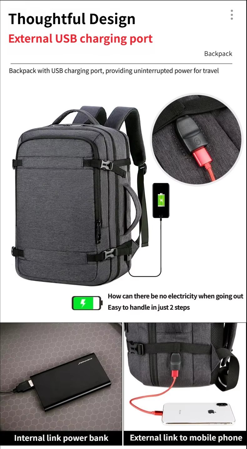 Anti-Theft Large Capacity Expandable USB Business Oxford Laptop Backpack product detail