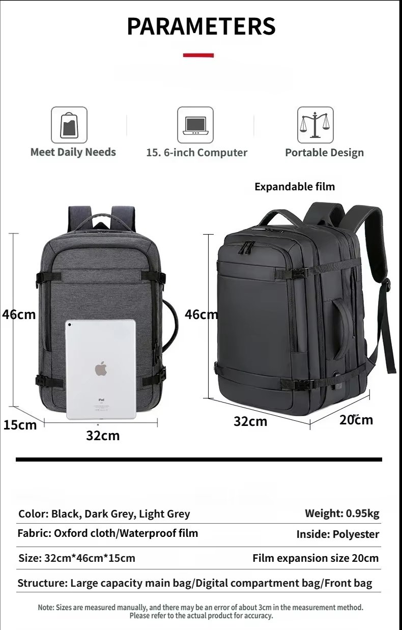 Anti-Theft Large Capacity Expandable USB Business Oxford Laptop Backpack product detail