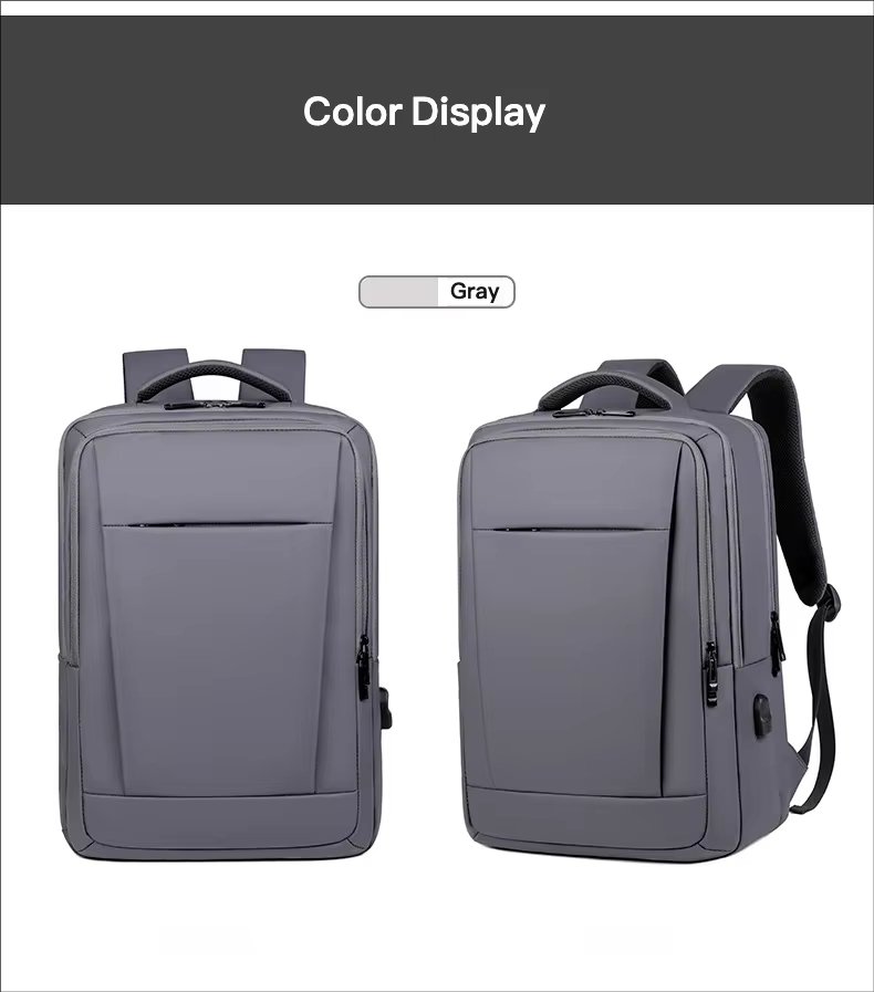 Water-Resistant Large Capacity USB Business Travel PU Leather Laptop Backpack product detail