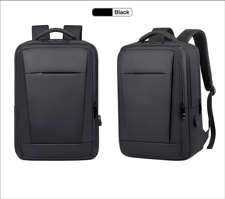 Water-Resistant Large Capacity USB Business Travel PU Leather Laptop Backpack product detail