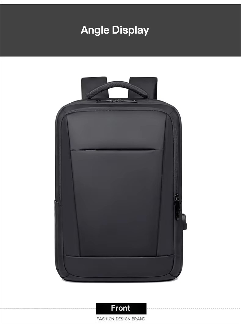 Water-Resistant Large Capacity USB Business Travel PU Leather Laptop Backpack product detail