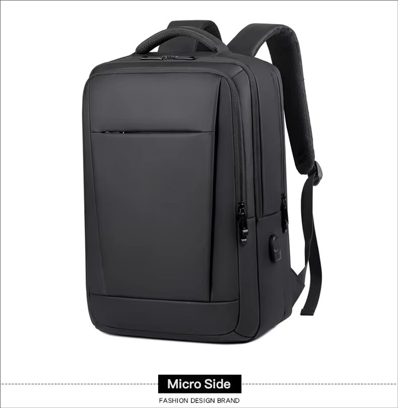 Water-Resistant Large Capacity USB Business Travel PU Leather Laptop Backpack product detail