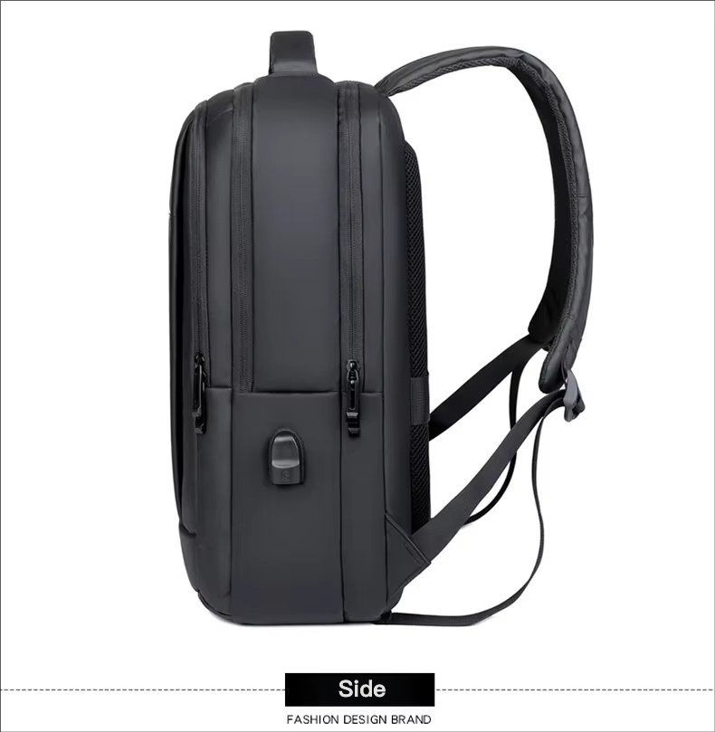 Water-Resistant Large Capacity USB Business Travel PU Leather Laptop Backpack product detail