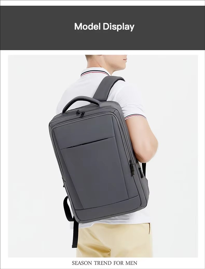 Water-Resistant Large Capacity USB Business Travel PU Leather Laptop Backpack product detail