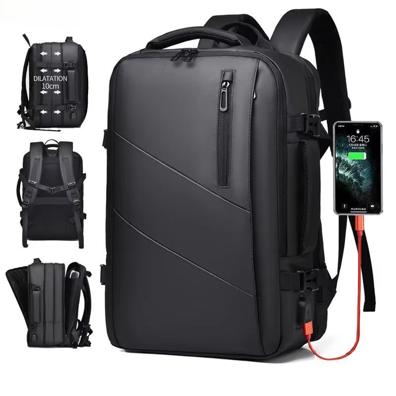Anti-Theft Water-Resistant USB Business Casual Oxford Laptop Backpack product detail