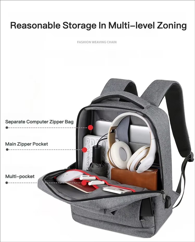 Water-Resistant Large Capacity USB Business Travel Oxford Laptop Backpack product detail