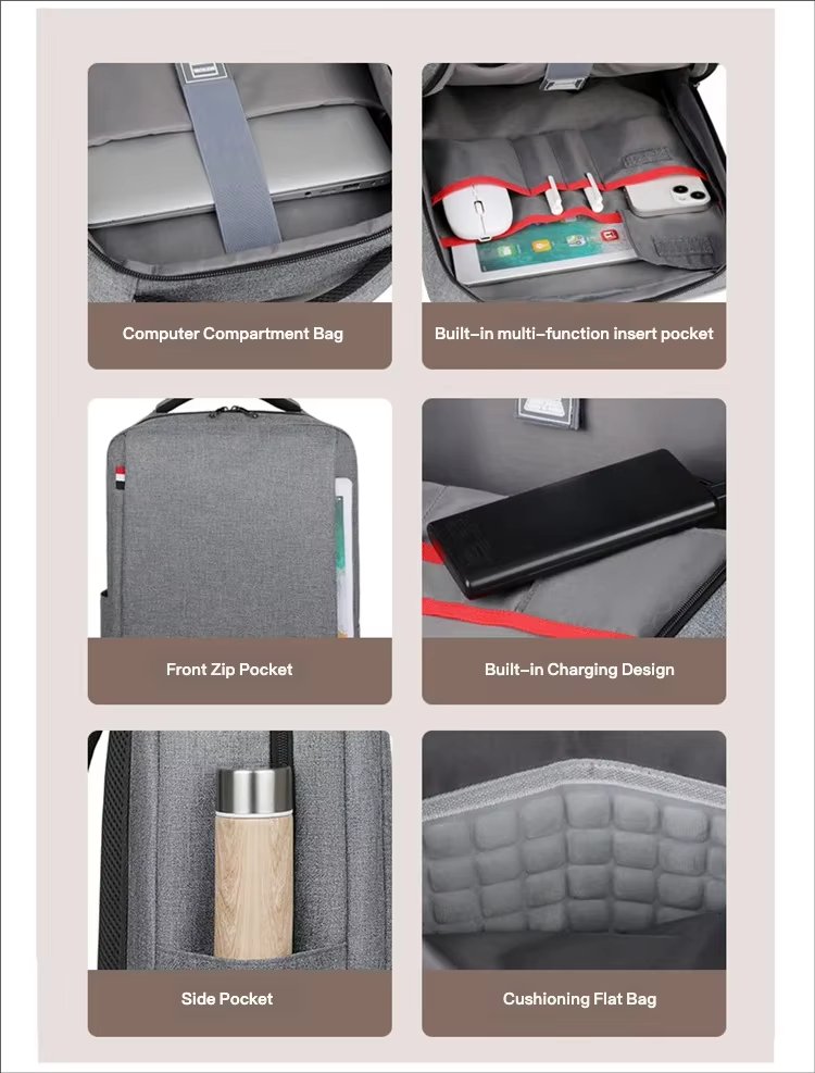 Water-Resistant Large Capacity USB Business Travel Oxford Laptop Backpack product detail