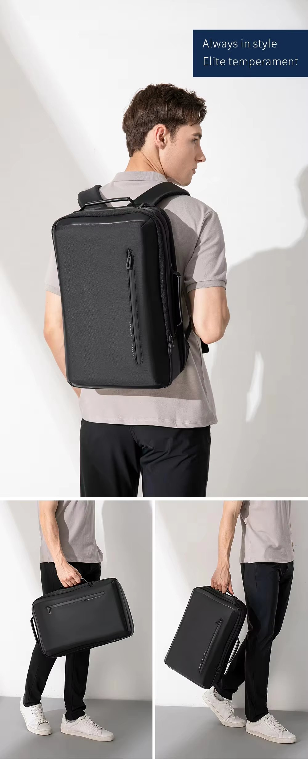 Water-Resistant Large Capacity USB Business Travel Nylon Laptop Backpack product detail