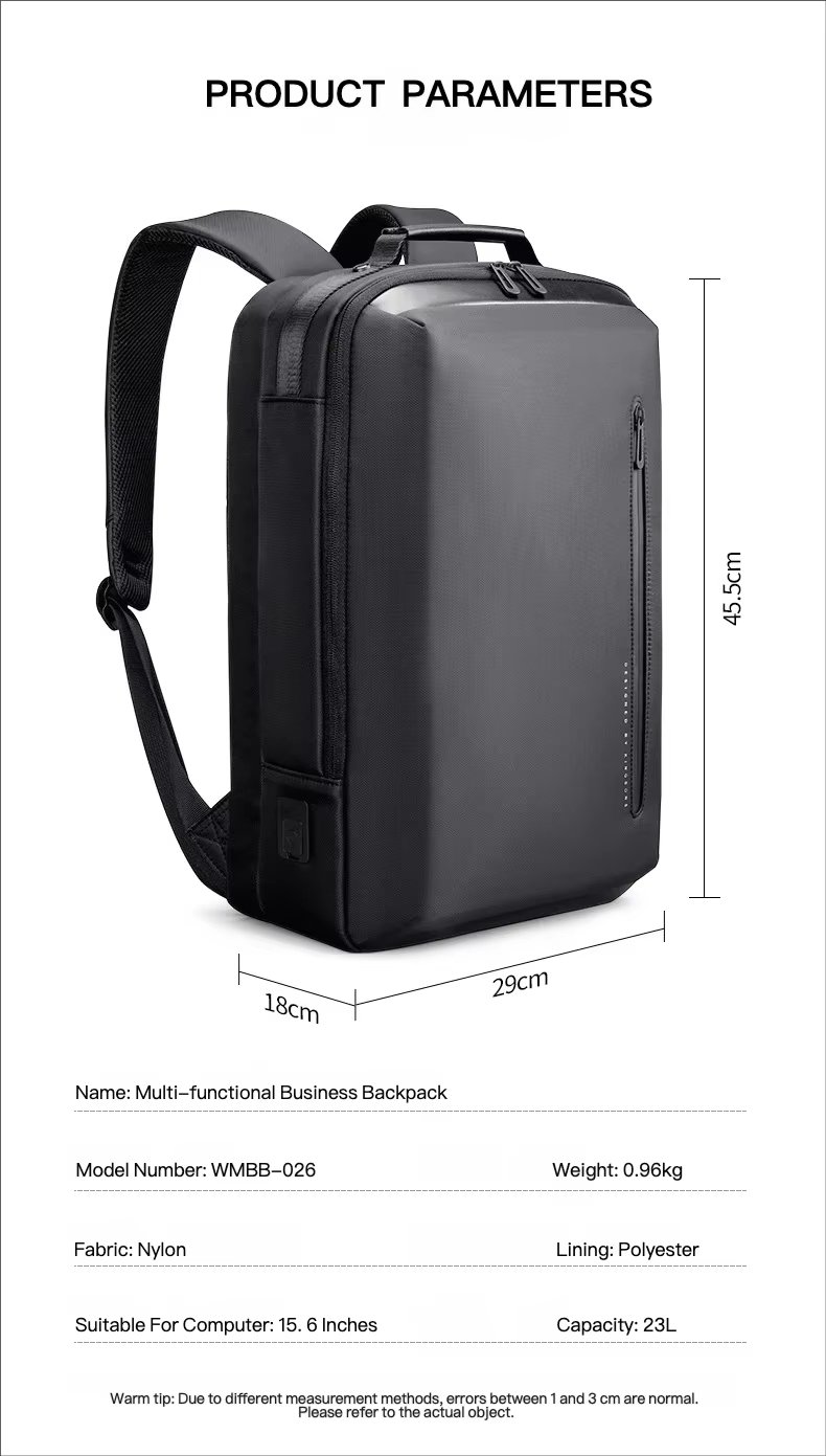 Water-Resistant Large Capacity USB Business Travel Nylon Laptop Backpack product detail