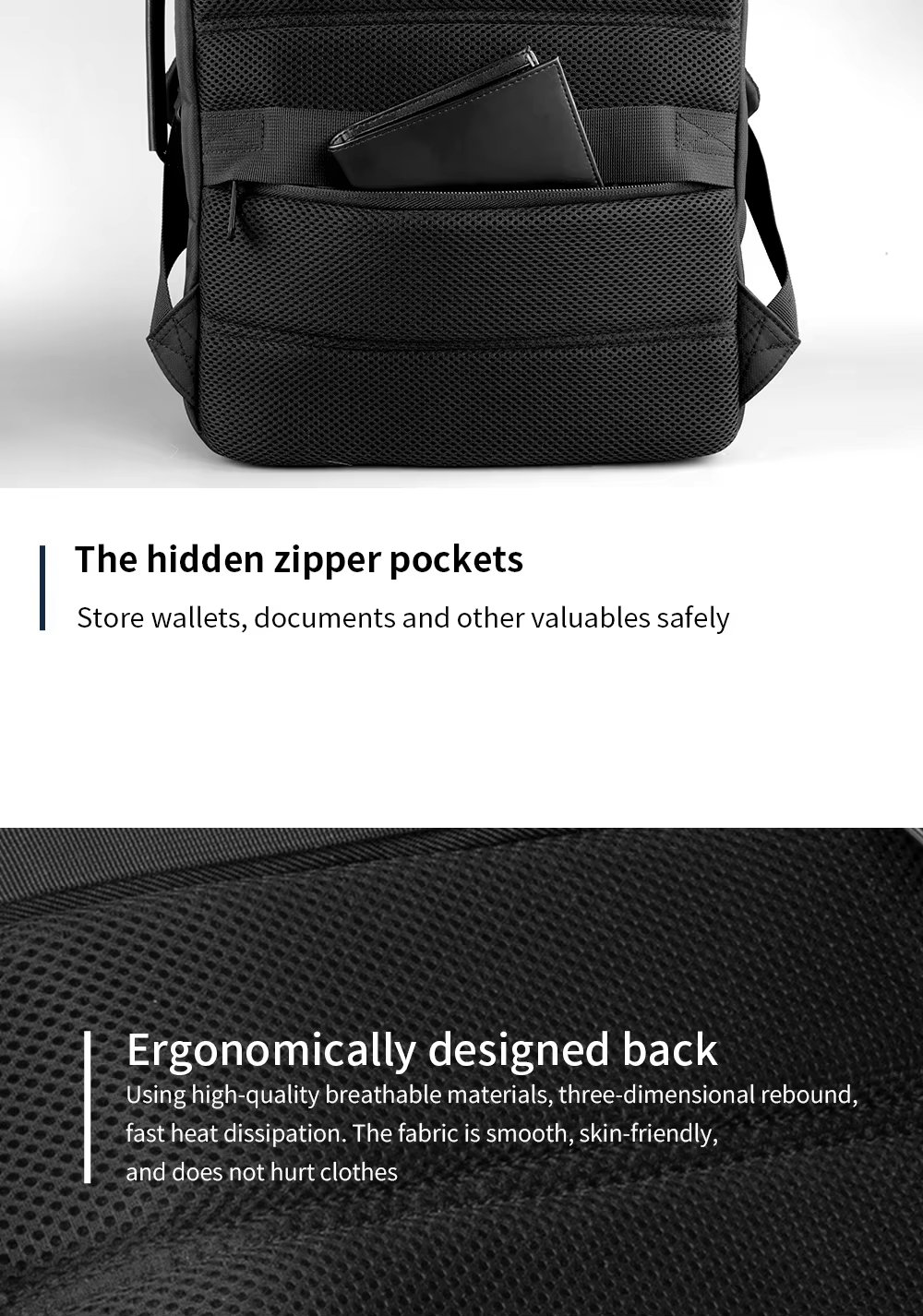 Water-Resistant Large Capacity USB Business Travel Nylon Laptop Backpack product detail