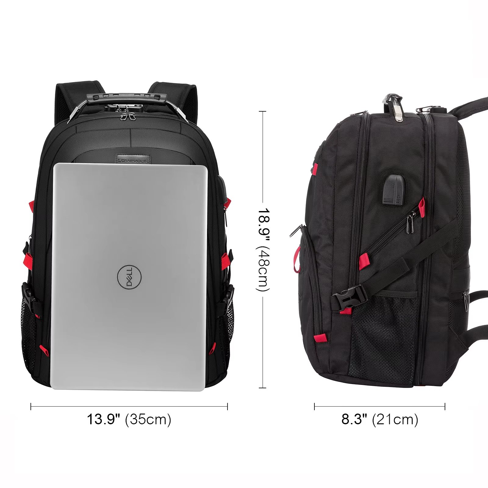 Anti-Theft Water-Resistant Large Capacity USB Vintage Nylon Laptop Backpack product detail